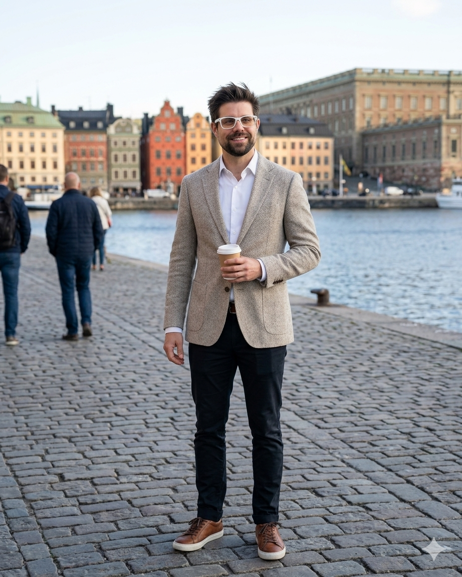 Andrew Austin in Stockholm's old town